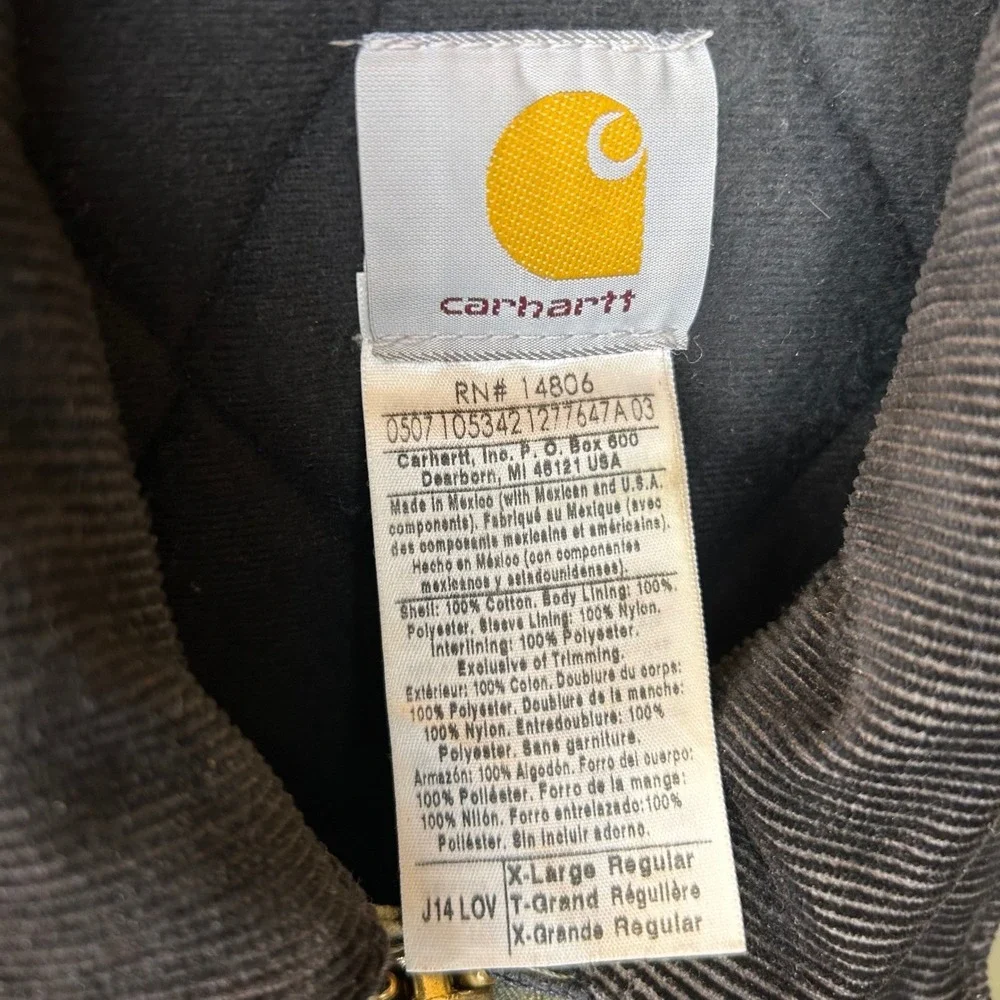 Carhartt Santa Fe Jacket J14 LOV Mens XL Olive Green Duck Canvas Quilted